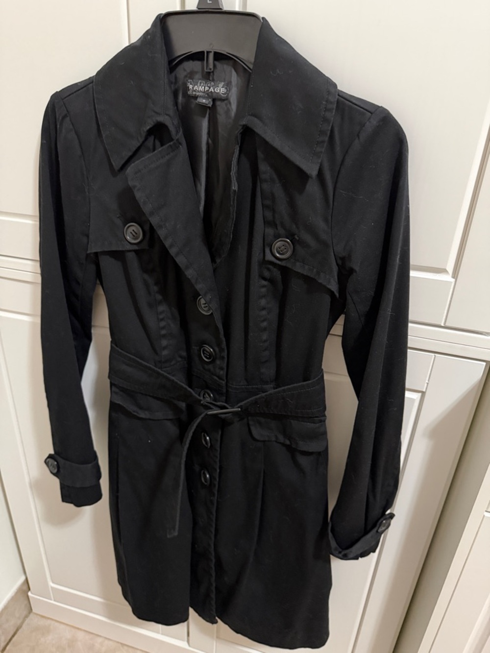 Rampage Black Belted Trench Coat